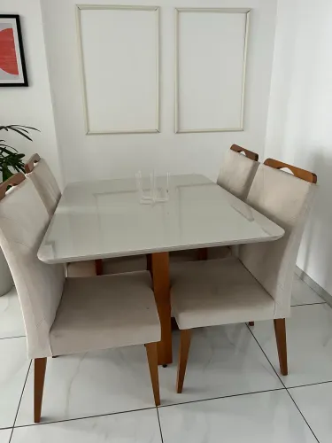 Mesa 6 cadeiras 90x90 lar shopping