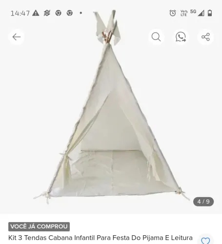 Cabana, barraca para festa do pijama 