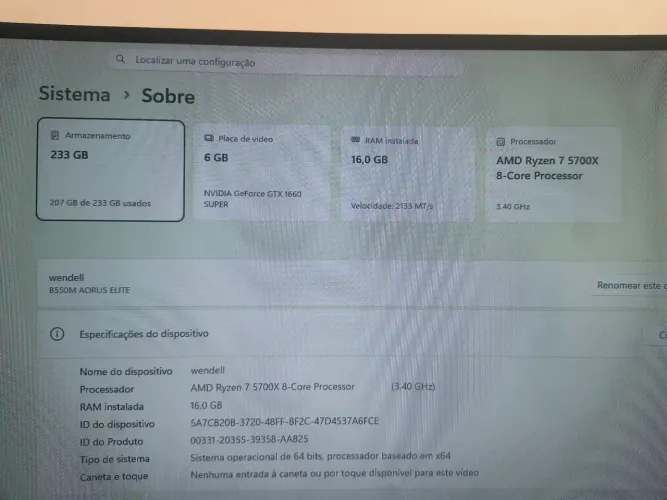 Pc gamer Ryzen 7 5700x 