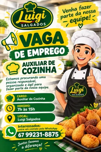 Vaga pra auxiliar de cozinha