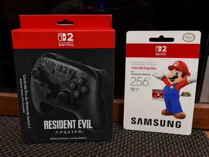 Controle Pro Switch 2 Resident Evil Requiem + microSD Express Samsung 256GB Mario