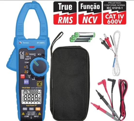 Alicate Amperímetro Et-3367c Capacímetro True Rms Minipa