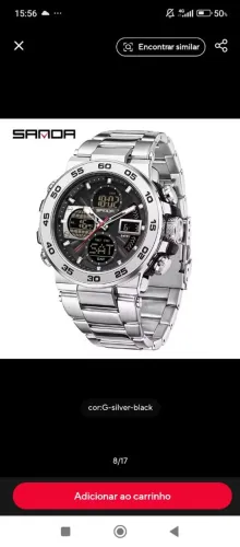 RELÓGIO ORIGINAL SANDA AÇO INOX PRATA ALARME CRONÔMETRO LUZ DIGITAL BELO HORIZONTE 