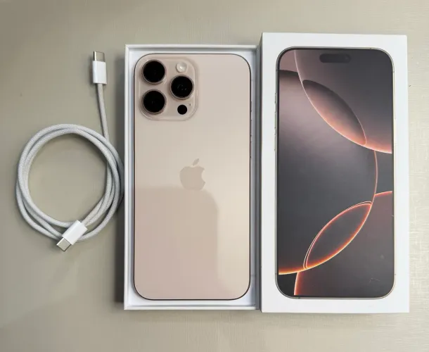 IPHONE 16 PRO MAX 256GB TITÂNIO DESERTO, EXTREMAMENTE NOVO (1 ANO DE USO)