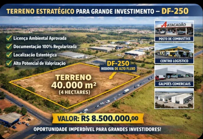 Terreno Comercial à Venda em Brasília-DF, Bairro Sobradinho dos Melos, 40.000m² de Área