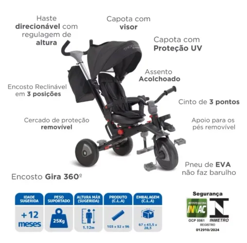 Triciclo Smart - Fases Preto Bandeirante
