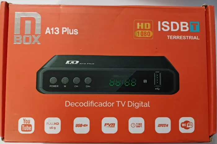 Conversor e Decodificador de TV Digital Full HD (ISDB-T) MBox A13 Plus.