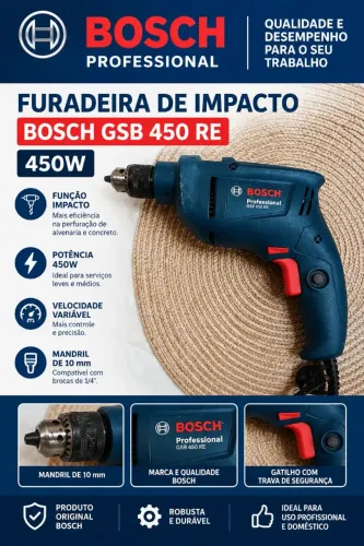 FURADEIRA DE IMPACTO BOSCH GSB 450 RE 450W BOSCH PROFESSIONAL
