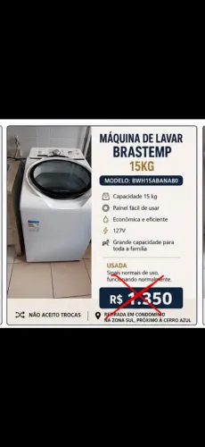 PROMOÇÃO MÁQUINA DE LAVAR BRASTEMP 15kg