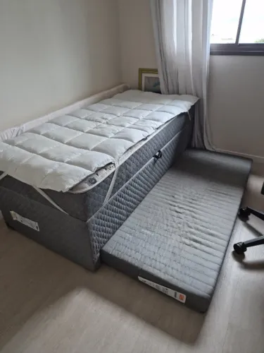 Bicama Baú Herval Solteiro + Cama Auxiliar + Pillow Top
