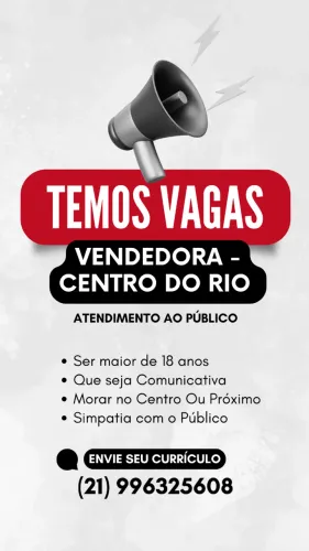Vaga Vendedora Centro do Rio de Janeiro