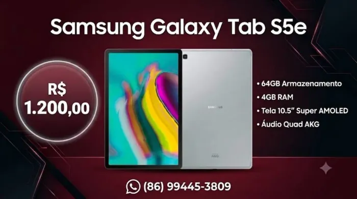 Samsung Galaxy Tab S5e 64GB - Tela Super AMOLED e Som AKG (Excelente Estado)