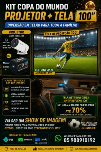Kit copa do mundo projetor +tela de projeção 