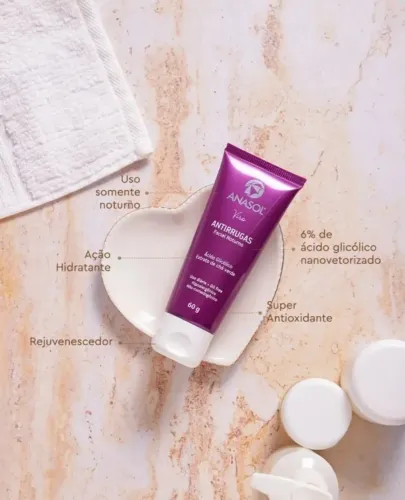 Anasol Facial Antirrugas Noturno Com Acido Glicolico 60g