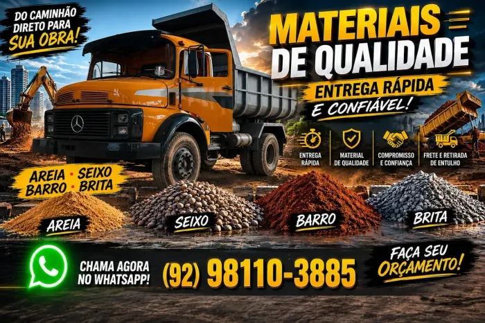 Vendas de areia seixo brita e barro