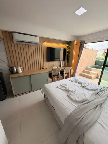 Flat com piscina em Tamandare, todo mobiliado, praia de Campas