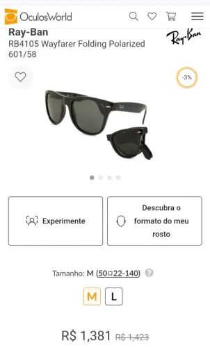 Rai ban Wayfarer Folding Polarized