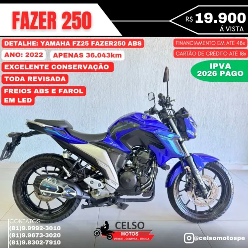 Fazer 250 2022 FZ25 c/36.000km! Financio 48x aceito sua moto na troca