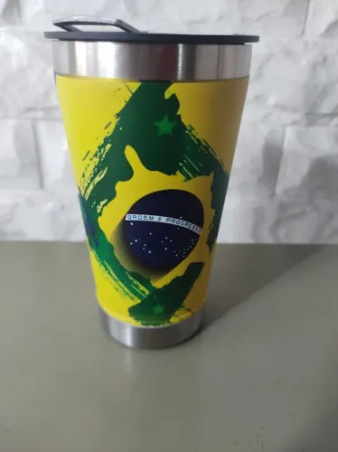 COPO TERMICO 473 ML TORÇA PELO BRASIL COM SUA BEBIDA SEMPRE GELADA