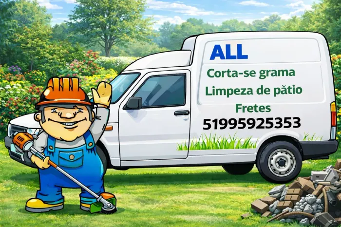 Corta a grama , recolhe entulho e resto de obra , faço frete