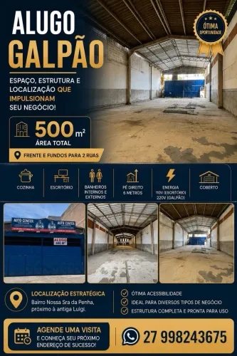 Alugo Galpão 500m2