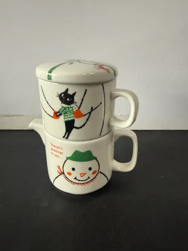 Bule E Caneca Empilhável Tea For One Shinzi Katoh - Gato E Boneco De Neve Natal 