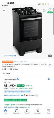 Fogão 4 bocas 