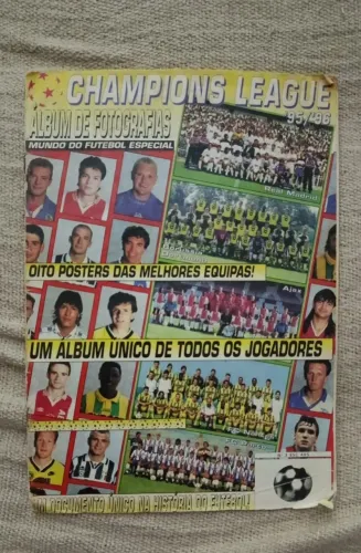 Álbum Champions League 95/96 COMPLETO + 8 pôsteres - Raro anos 90
