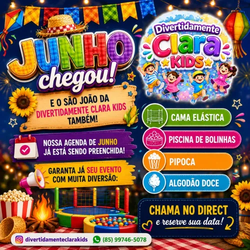 Algodão doce, pipoca, cama elástica e piscina de bolinha