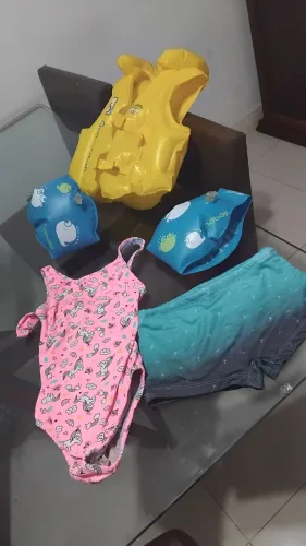 Kit Praia Infantil: Colete/Boia Nabaiji + Maiô 6 Anos E Sunga 10 Anos