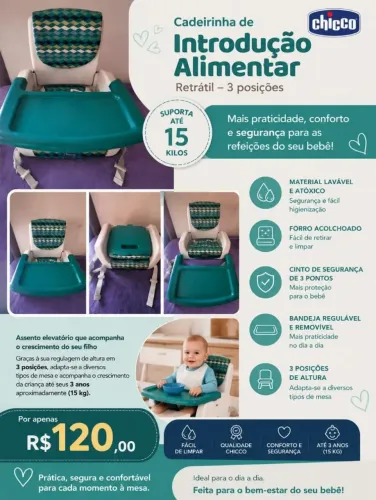 Cadeira de Alimentação e assento elevatório