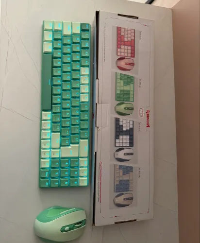 Teclado + Mouse Redragon Sem Fio Verde - Pouco Uso