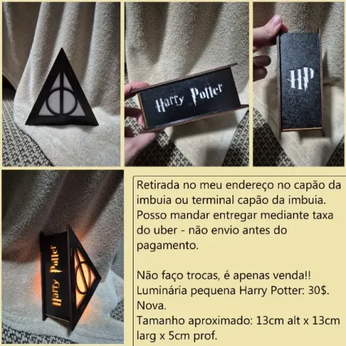 Luminária pequena Harry Potter nova