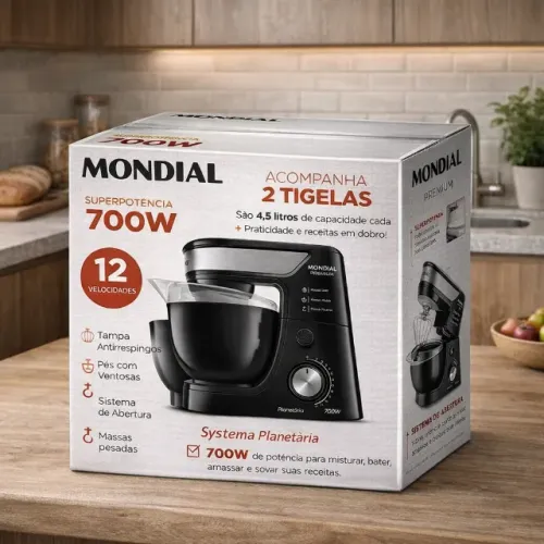 Batedeira Planetária Mondial Premium com 2 tigelas e 3 batedores (NOVA NA CAIXA)