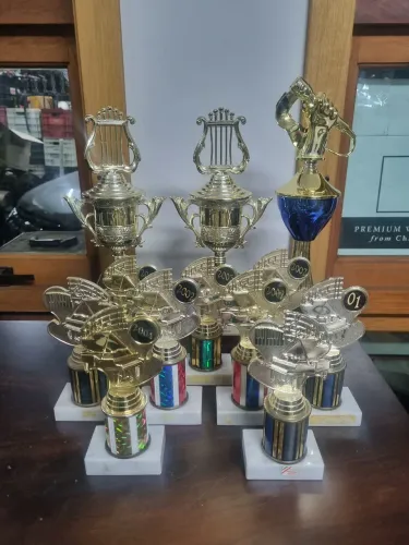 12 Troféus de musica em ótimo estado.