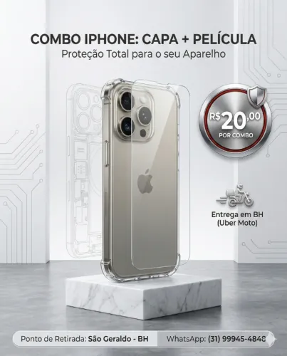 Oferta Combo iPhone: Capinha + Película R$20!