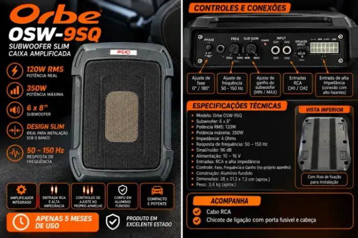 SUBWOOFER ORBE OSW-9SQ - SLIM 6×8?