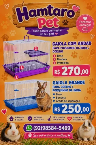 Gaiola para coelho e porquinho da índia