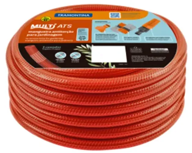 Mangueira Anti Torção Vermelha para Jardim com Engates 25 metros 1/2" Tramontina