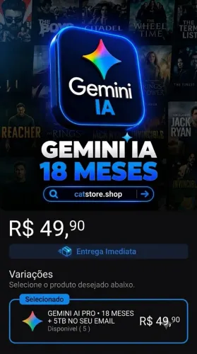 Google Gemini Pro + 5 Tb de armazenamento 