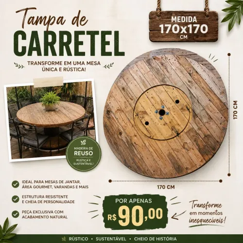 Tampa de carretel para mesa