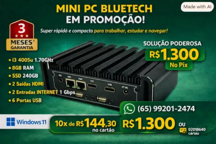 MINI PC BLUETECH I3 4005U 1.70GHZ 8GB RAM 240GB SSD