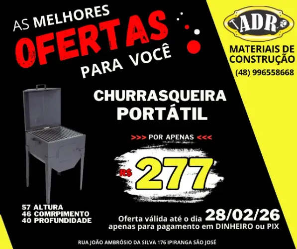 Churrasqueira Portátil Preta Média 