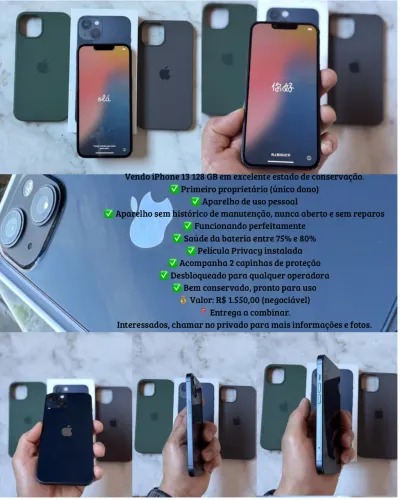 Vendo iPhone 13 128 GB em excelente estado de conservação 