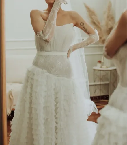 vestido de noiva + véu catedral - estilo vintage glam com toque contemporâneo
