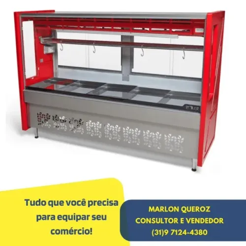Balcão de Açougue 1,75M Vermelho Polar