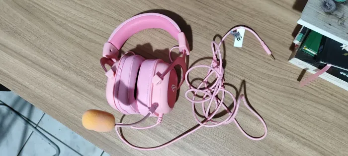 Headset fone de ouvido Havit rosa com microfone