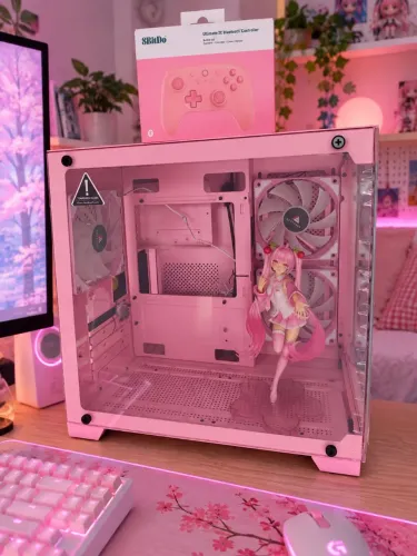 Gabinete aquário Rosa +Controle + Action figure(hatsune Miku)