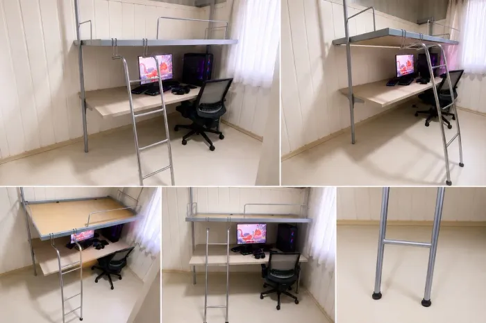 Cama alta (loft bed) de solteiro com escrivaninha