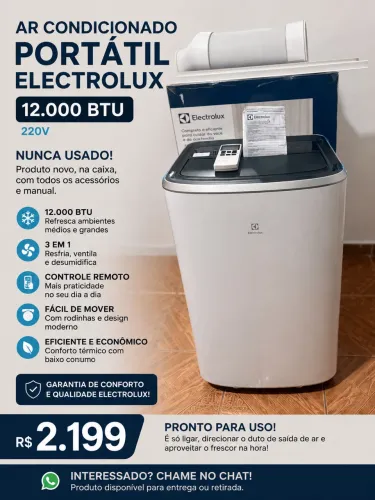 Ar Condicionado Portátil Electrolux 12.000 BTUs 220V - Nunca Usado